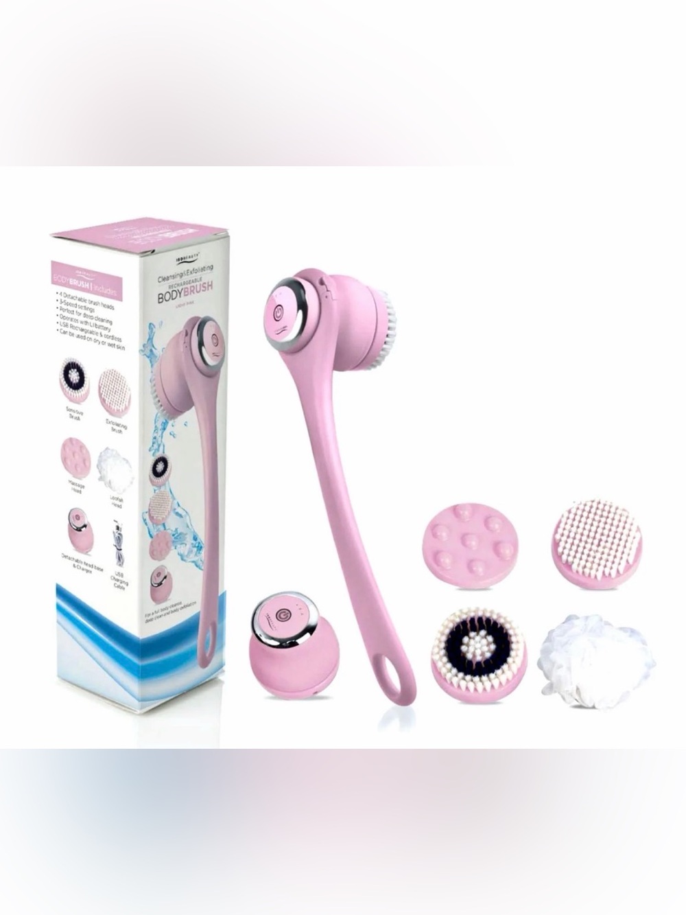BRAND NEW ISOBeauty Rechargeable Pink Body Brush Exfoliator